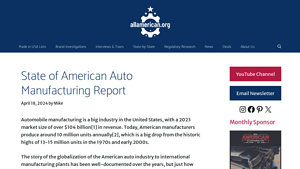 State of American Auto Manufacturing Report - most american-made car manufacturer
