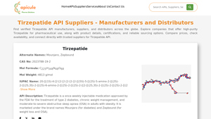 Tirzepatide API Suppliers - Manufacturers and Distributors - tirzepatide manufacturer