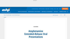 Amphetamine Extended-Release Oral Presentations - ASHP - mydayis manufacturer website