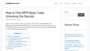 How to Find MFR Body Code: Unlocking the Secrets - gmc manufacturer