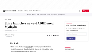 Shire launches newest ADHD med Mydayis | BioPharma Dive - mydayis manufacturer website