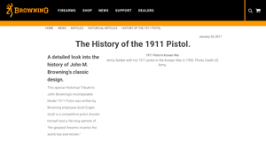 History of the 1911 Pistol - Browning - Browning North America - m1911 pistol manufacturer