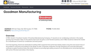 Goodman Manufacturing - Builder Partnerships - goodman manufacturer