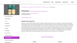 Mydayis RX savings Tips - Buzzrx - mydayis manufacturer website