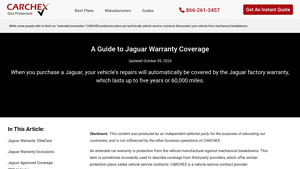 Jaguar Warranty | What's Covered and What to Know (2024) - Carchex Content - jaguar manufacturer