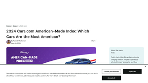 2024 Cars.com American-Made Index: Which Cars Are the Most American? - most american-made car manufacturer
