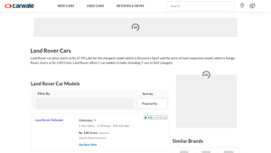 Land Rover Cars Price in India - Land Rover Models 2025 - CarWale - range rover car manufacturer
