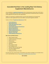 Best Private Label Dietary Supplement Manufacturer - Cavendish Nutrition - supplement manufacturer