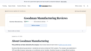 426 Goodman Manufacturing Reviews: Written By Customers - ConsumerAffairs - goodman manufacturer