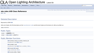 Open Lighting Architecture: ola::rdm::UID Class Reference - esta manufacturer id