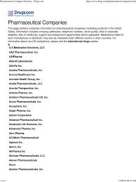 Pharmaceutical Company Directory - Drugs.com - pharmaceutical manufacturer