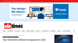 Top 10 Electric Vehicle Companies in USA - ELE Times - electric car manufacturer