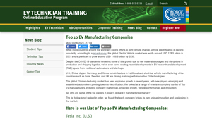 Top 10 EV Manufacturing Companies | Electric Vehicle Technician - electric car manufacturer