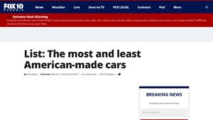 List: The most and least American-made cars | FOX 10 Phoenix - most american-made car manufacturer