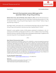 Glenmark Pharmaceuticals receives ANDA approval for Apremilast Tablets ... - otezla manufacturer