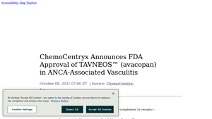 ChemoCentryx Announces FDA Approval of TAVNEOS™ (avacopan) - tavneos manufacturer