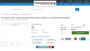 2017-2022 Honda - Relay Assembly Power (Micro Iso)(Denso) - honda relay manufacturer