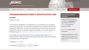 Standard Manufacturer'S Identification Code - Jedec - esta manufacturer id