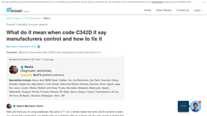 C342D Code Meaning & Fix: Expert Q&A Guide - JustAnswer - manufacturer control code