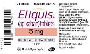 APPROVEDPACKAGE INSERT - Pfizer - eliquis manufacturer