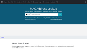 MAC Address Vendor Lookup | MAC Address Lookup - esta manufacturer id