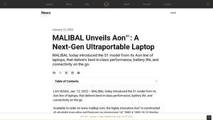 MALIBAL Unveils Aon S1 : A Next-Gen Ultraportable Laptop - liquid metal custom laptop manufacturer