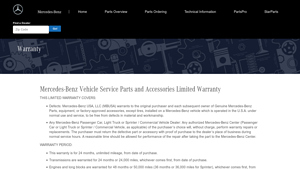 Mercedes-Benz Vehicle Service Parts and Accessories Limited Warranty - mercedes benz manufacturer warranty