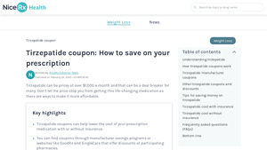 Tirzepatide coupon: How to save on your prescription - NiceRx - tirzepatide manufacturer