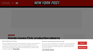 Honda moves Civic production plans to Indiana from Mexico to avoid ... - honda manufacturer