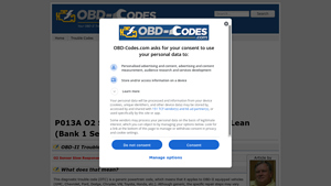 P013A O2 Sensor Slow Response - OBD-Codes.com - manufacturer control code
