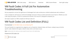 VW Fault Codes: A Full List For Automotive Troubleshooting - manufacturer control code
