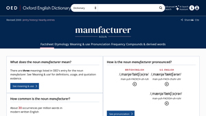 manufacturer, n. meanings, etymology and more - Oxford English Dictionary - spell manufacturer