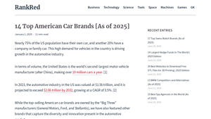 14 Top American Car Brands [As of 2025] - RankRed - most american-made car manufacturer