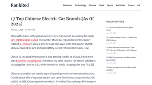 17 Top Chinese Electric Car Brands [As Of 2025] - RankRed - electric car manufacturer
