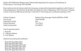 RIVIAN AUTOMOTIVE, LLC Application for Certification - Rivianforums - rivian manufacturer
