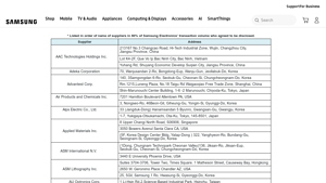 Supplier List - Samsung Electronics America - samsung manufacturer country