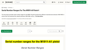 Serial Number Ranges For The M1911-A1 Pistol-1 - Scribd - m1911 pistol manufacturer