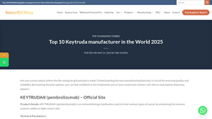 Top 10 Keytruda manufacturer in the World 2025 - sourcifychina.com - keytruda manufacturer