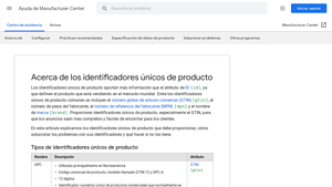 Acerca de los identificadores únicos de producto - esta manufacturer id