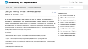 Does your company release a list of its suppliers? : Help desk - HP - hp manufacturer