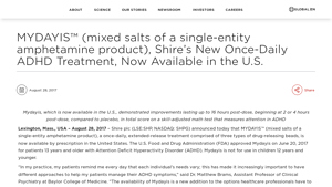 MYDAYIS™ (mixed salts of a single-entity amphetamine product ... - Takeda - mydayis manufacturer website