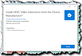 How to obtain free HEVC and HEIC extensions from the Microsoft Store - hevc video extensions from device manufacturer