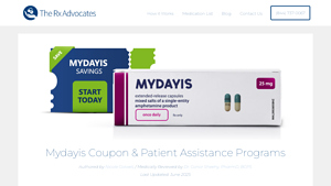 Mydayis Coupon & Assistance Programs - Cost $80/month - The Rx Advocates - mydayis manufacturer website
