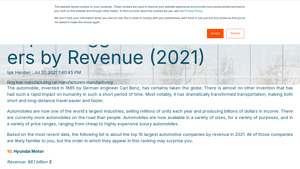 Top 10 Biggest Car Manufacturers by Revenue (2021) - largest automotive manufacturer