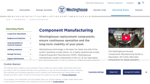 Component Manufacturing | Westinghouse Nuclear - power plant equipment manufacturer