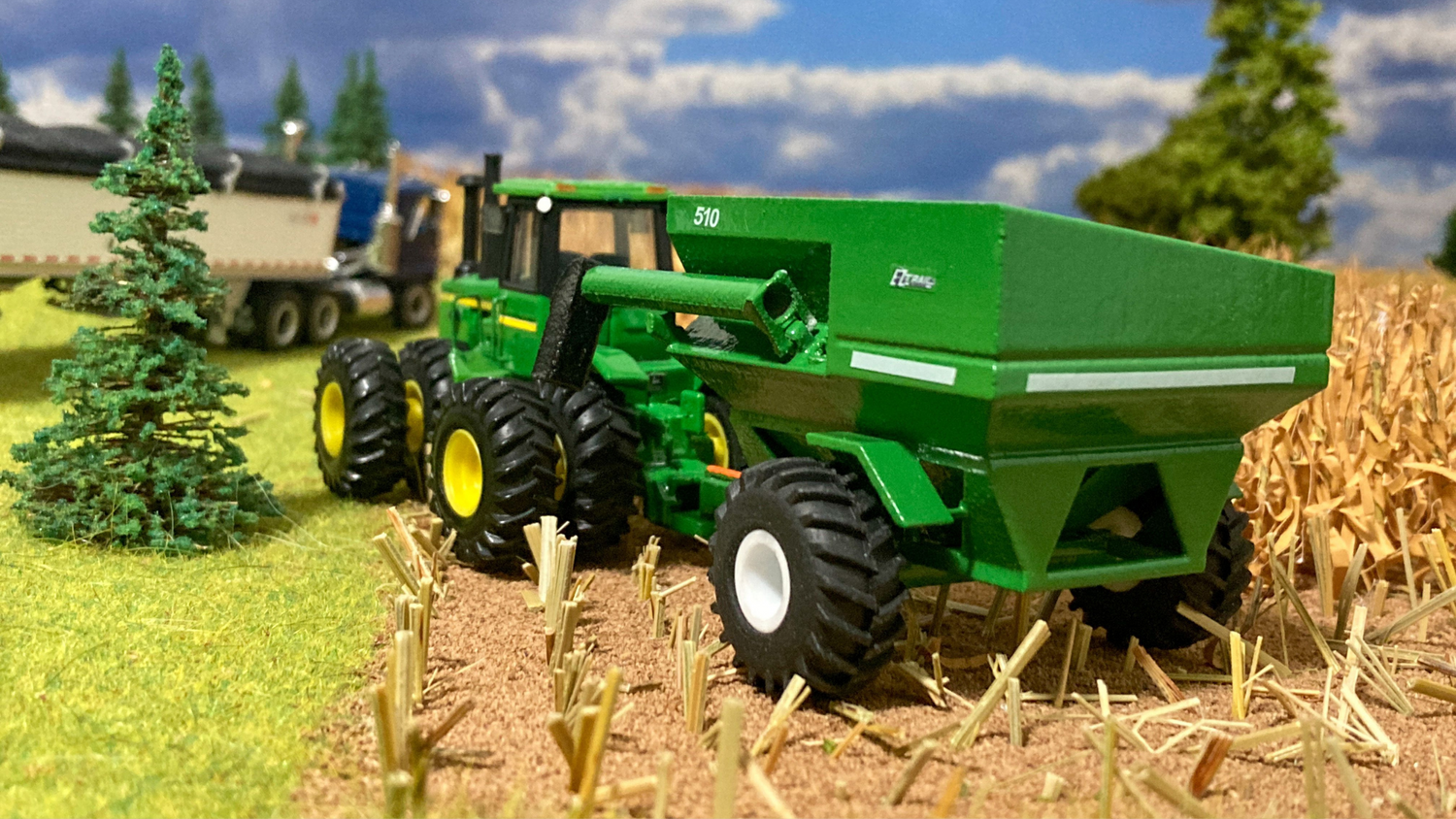 A relevant stock photo of 1 64 scale farm toys custom in a typical setting.