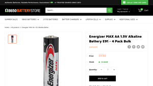 Energizer MAX AA 1.5V Alkaline Battery E91 - 4 Pack Bulk - aa batteries bulk