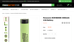Panasonic NCR18650B 3400mAh 4.9A Battery - ncr18650b bulk