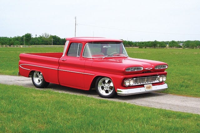 A relevant stock photo of 1960 chevy truck custom in a typical setting.