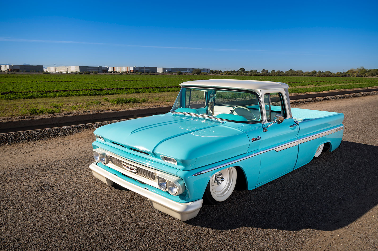 A relevant stock photo of 1962 chevy truck custom in a typical setting.